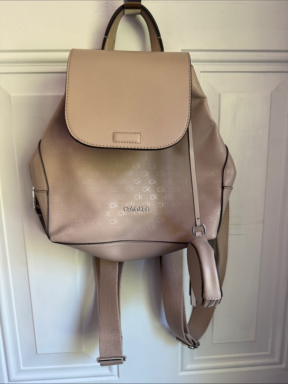 Calvin Klein Taupe Blush Logo Backpack